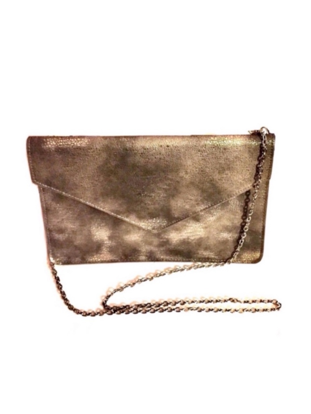 Urban Expressions Distressed Metallic Envelope Clutch with Chain